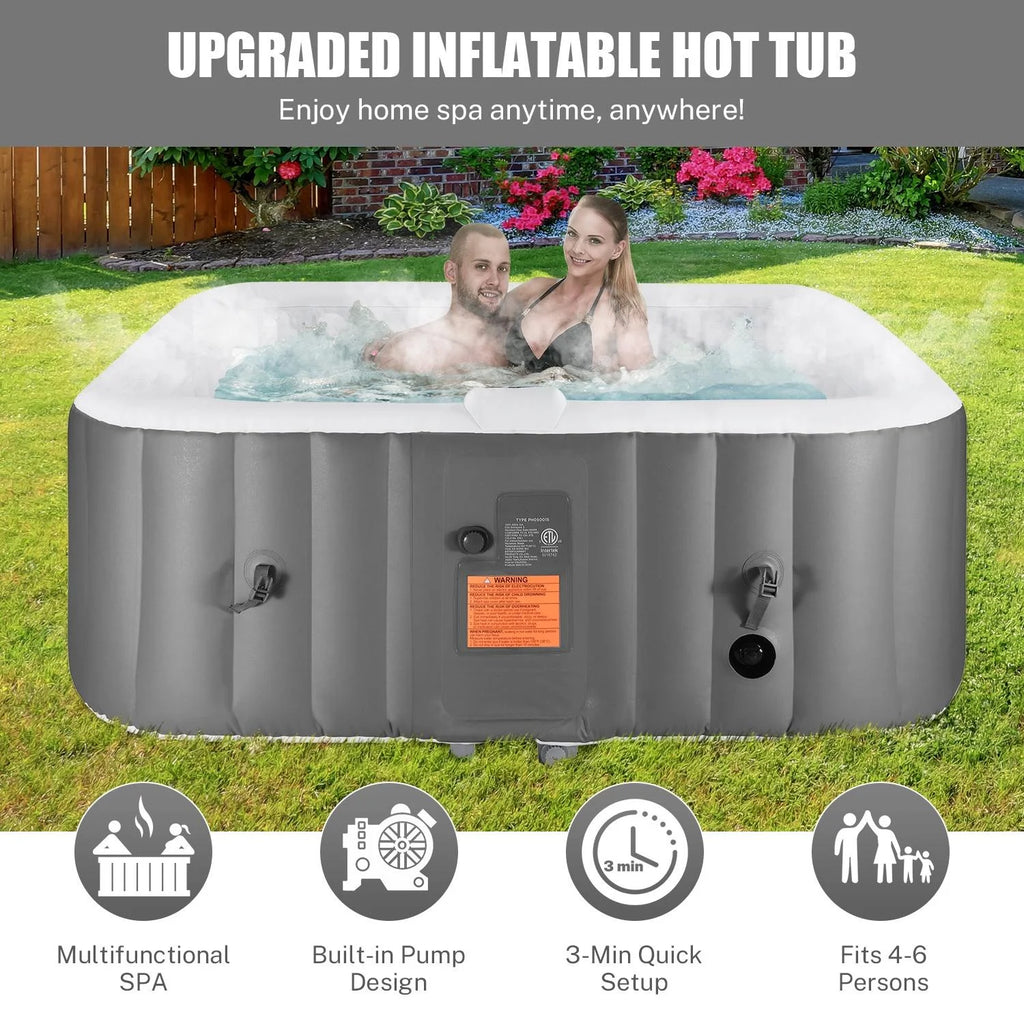 Hot Tub for 4-6 Person, Seizeen Outdoor Patio Large Inflatable Hot Tub Home SPA, with 130pcs Massage Jets, 910L, 4 Filters, 2 Cup Holders, Lockable Cover, Storage Bag, Max 104, 73in, Navy