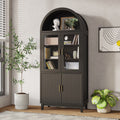 VEANERWOOD 71" Tall Arch Cabinet, Wood Fluted Kitchen Kitchen Storage Cabinet with 4 Doors and 6 Shelves for Dining Room Living Room