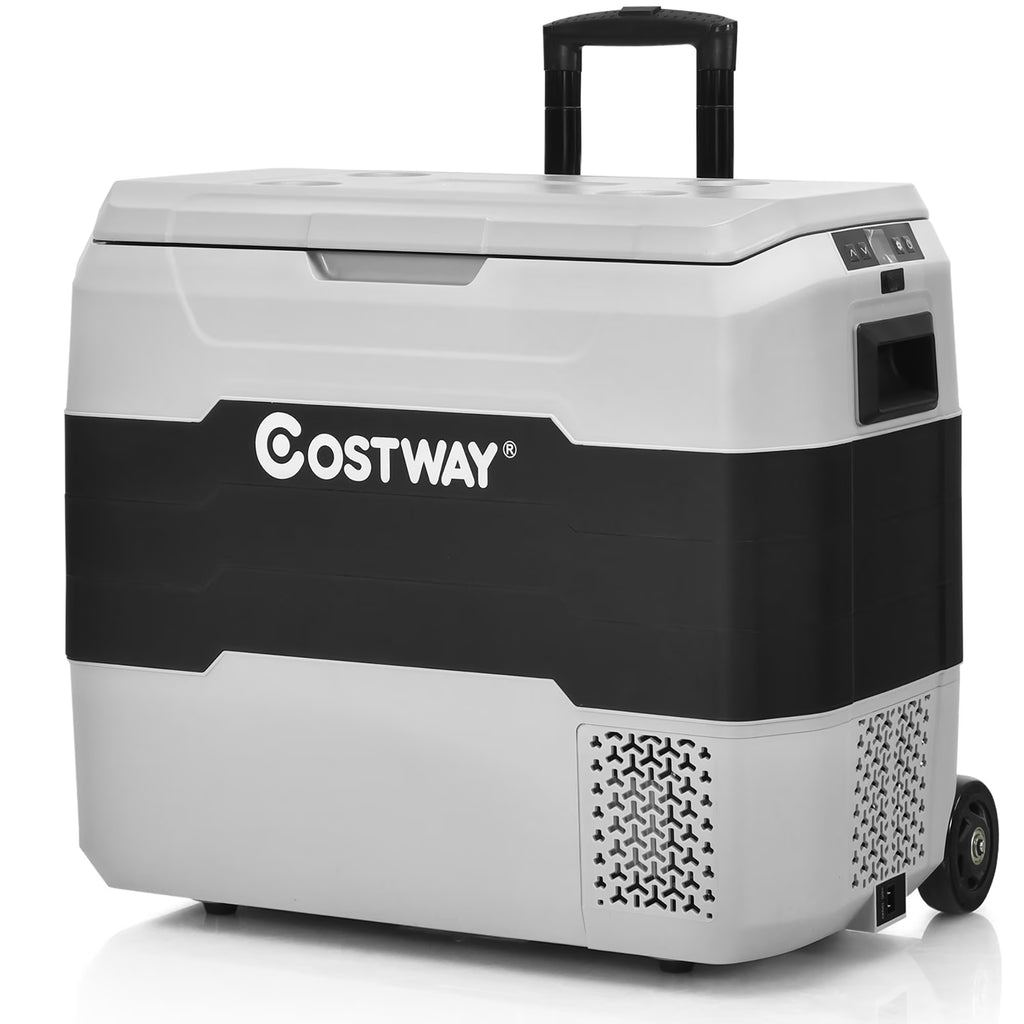 Costway 42 QT Portable Car Refrigerator Dual-Zone Car Cooler White