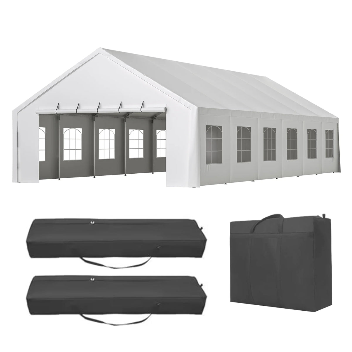 20x40 FT Heavy-Duty Party Tent with 3 Storage Bags - Large Waterproof Wedding Event Shelter for Removable Sidewalls & Zipper Door - Outdoor Commercial Tent for Parties Carport Camping BBQ Garden