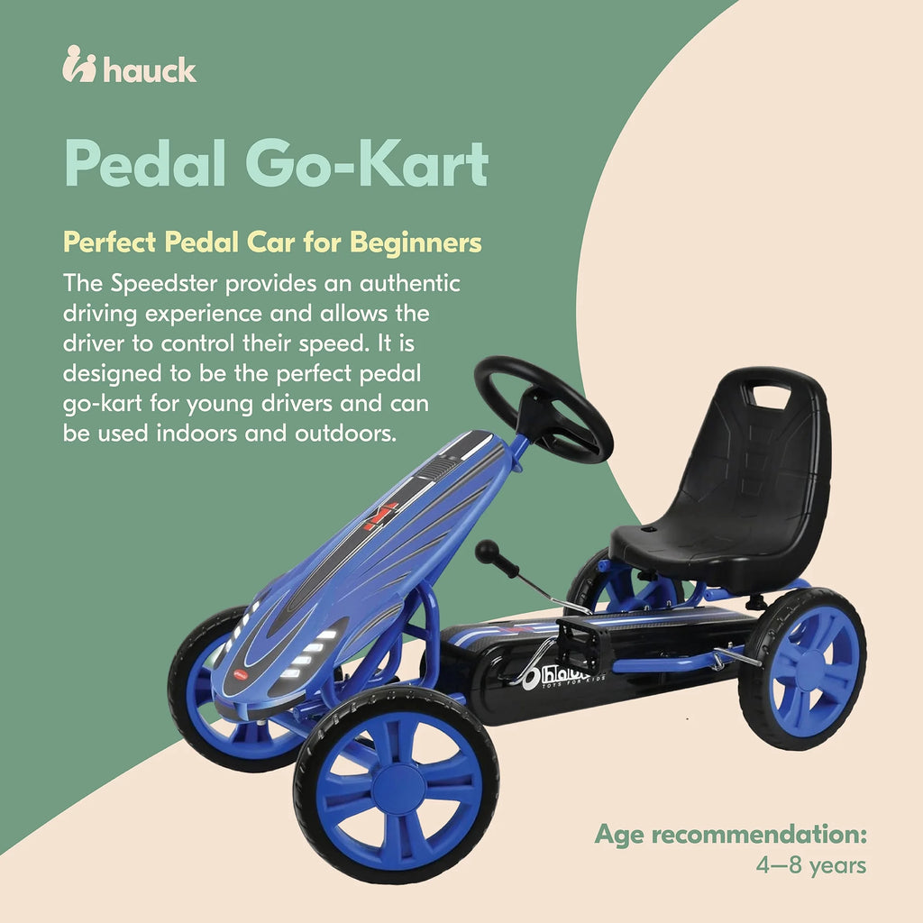 Hauck Speedster Pedal Go Kart w/ Adjustable Bucket Seat for Kids Ages 4 to 8, Fire Rescue