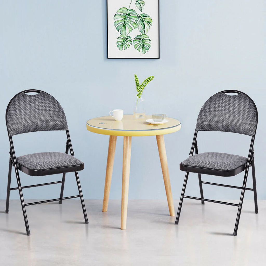 Costway Set of 6 Folding Chairs Fabric Upholstered Padded Seat Metal Frame Home Office