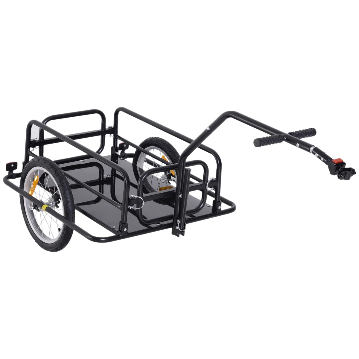 Aosom Foldable Bike Cargo Trailer Cart with Hitch, 88 lbs. Capacity, Black