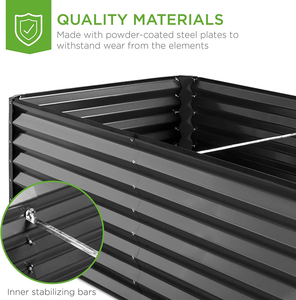 Gloaa 6x3x2ft Outdoor Metal Raised Garden Bed, Deep Root Box Planter for Vegetables, Flowers, Herbs, and Succulents w/ 269 Gallon Capacity Sage Green