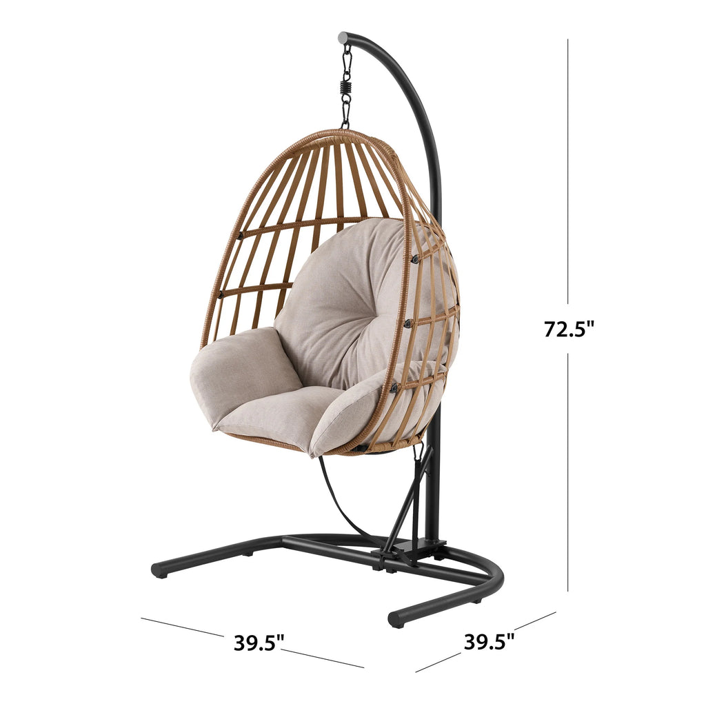 Mainstays Outdoor Wicker Patio Hanging Egg Chair, Gray