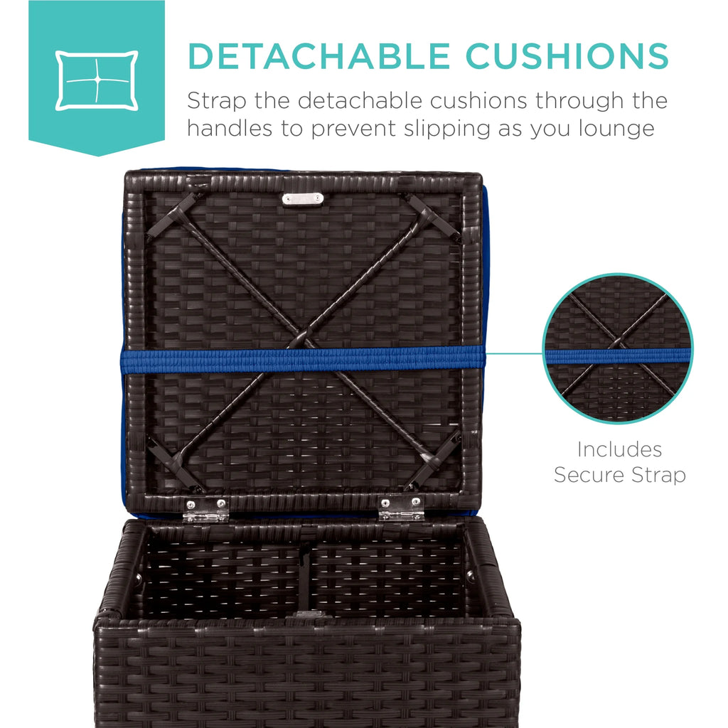 Best Choice Products Set of 2 Wicker Ottomans, Multipurpose Furniture w/ Removable Cushions - Brown/Beige