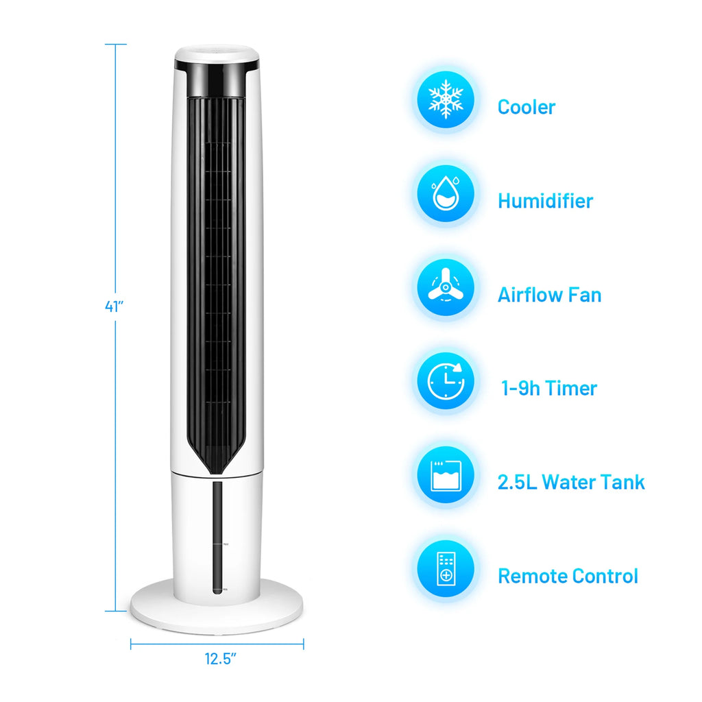 Gymax 41'' Tower Fan 3 in 1 Evaporative Air Cooler Humidifier w/ Remote Control