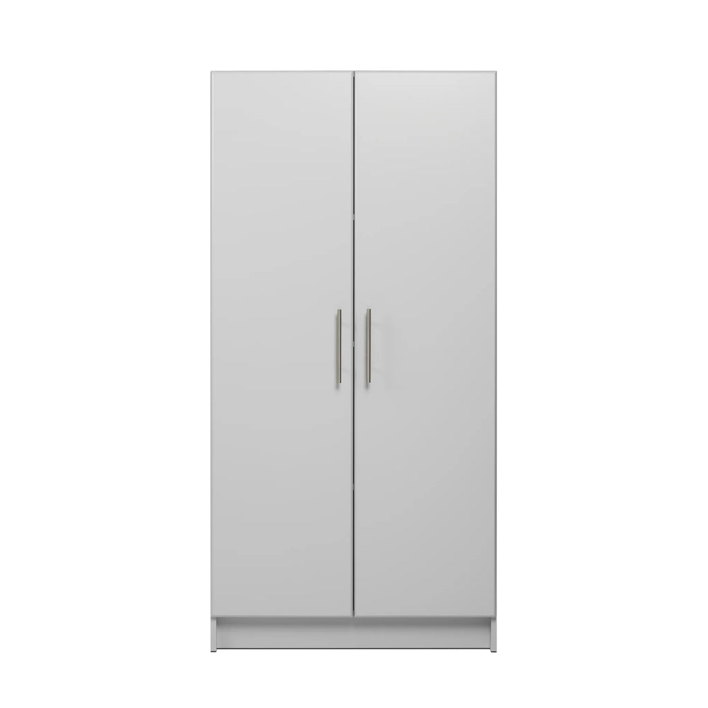 Prepac Adjustable Shelves Cabinet - Functional Tall Garage Table, 16"D x 32"W x 65"H Freestanding Garage Cabinet with 2-Doors, Light Gray - GES-3264
