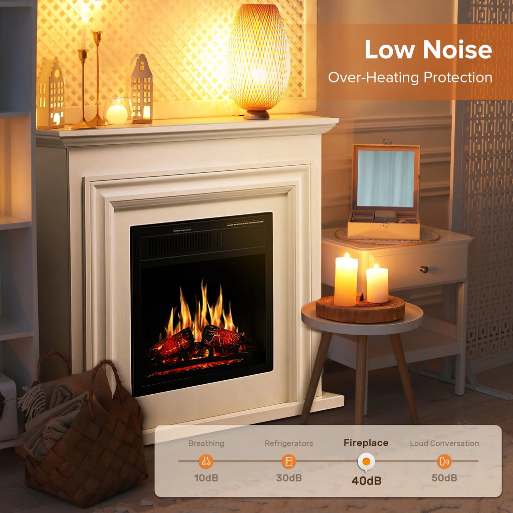 Electactic Electric Fireplace, Free Standing Fireplace, with Remote Control, Adjustable LED Flame, 750W/1500W -White