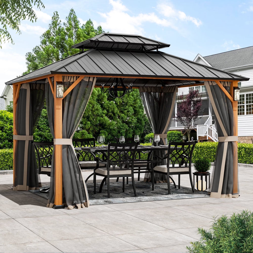 FONA 10'x12' Hard Top Gazebo W/ Solar LED light