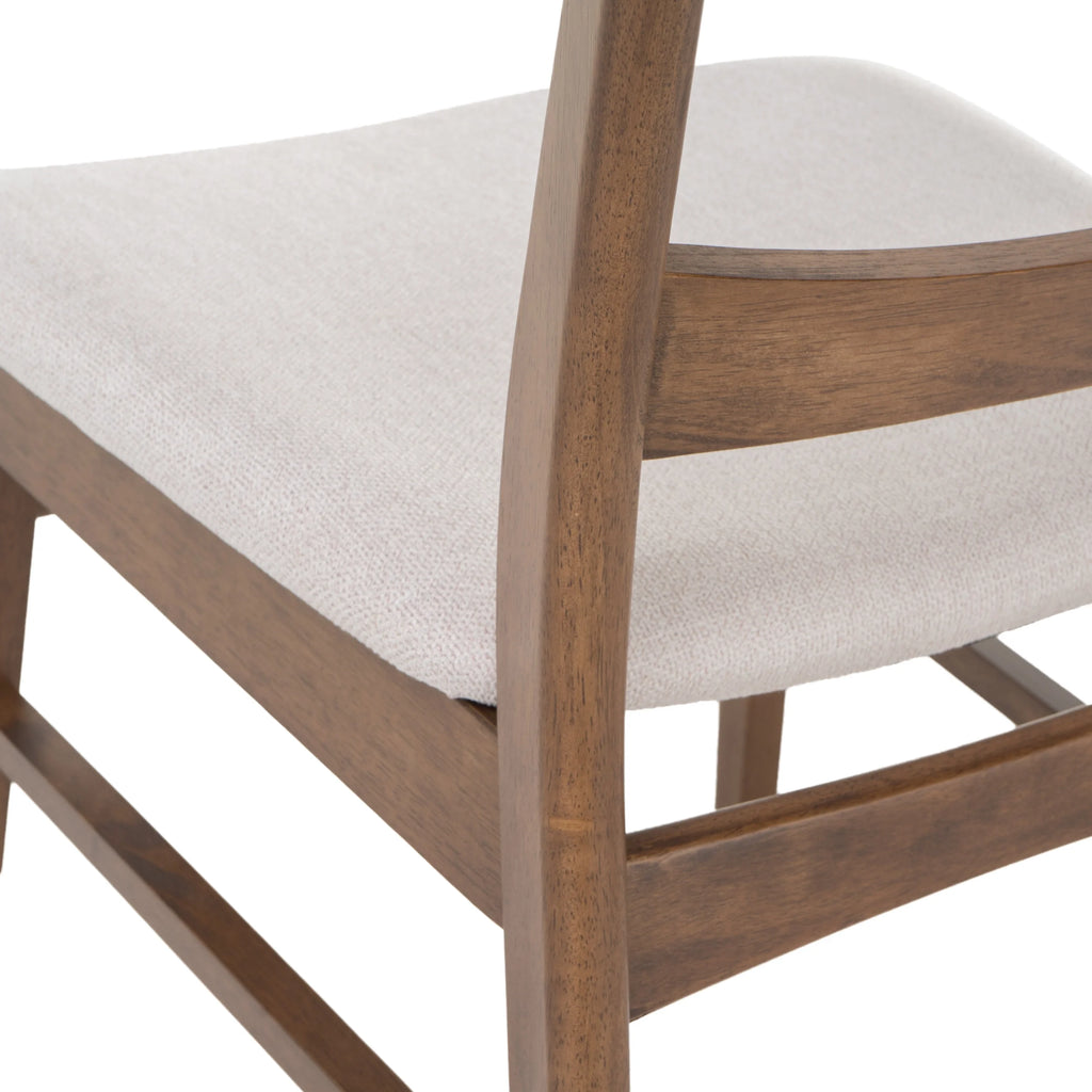 GDFSTUDIO Mid Century Modern Fabric Upholstered Rubberwood Dining Chairs, Set of 2, Dark Gray and Walnut