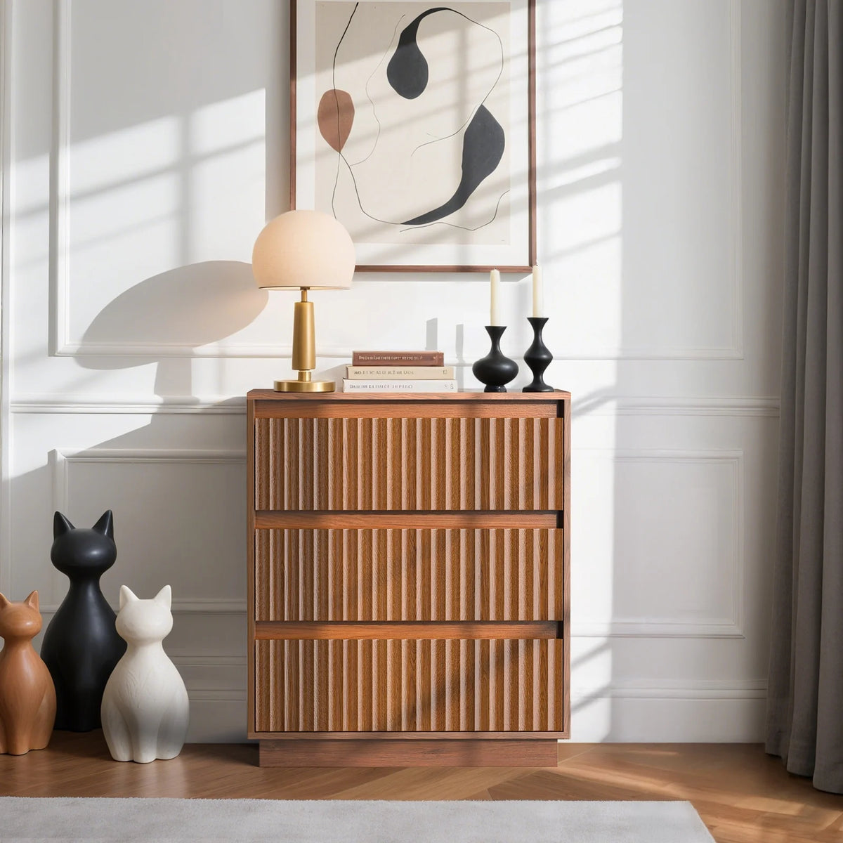 Wood Dresser, 6 Drawer Dresser for Bedroom, Modern Chest of Drawers with Deep Drawers Waterproof Living Room, Hallway, Entryway