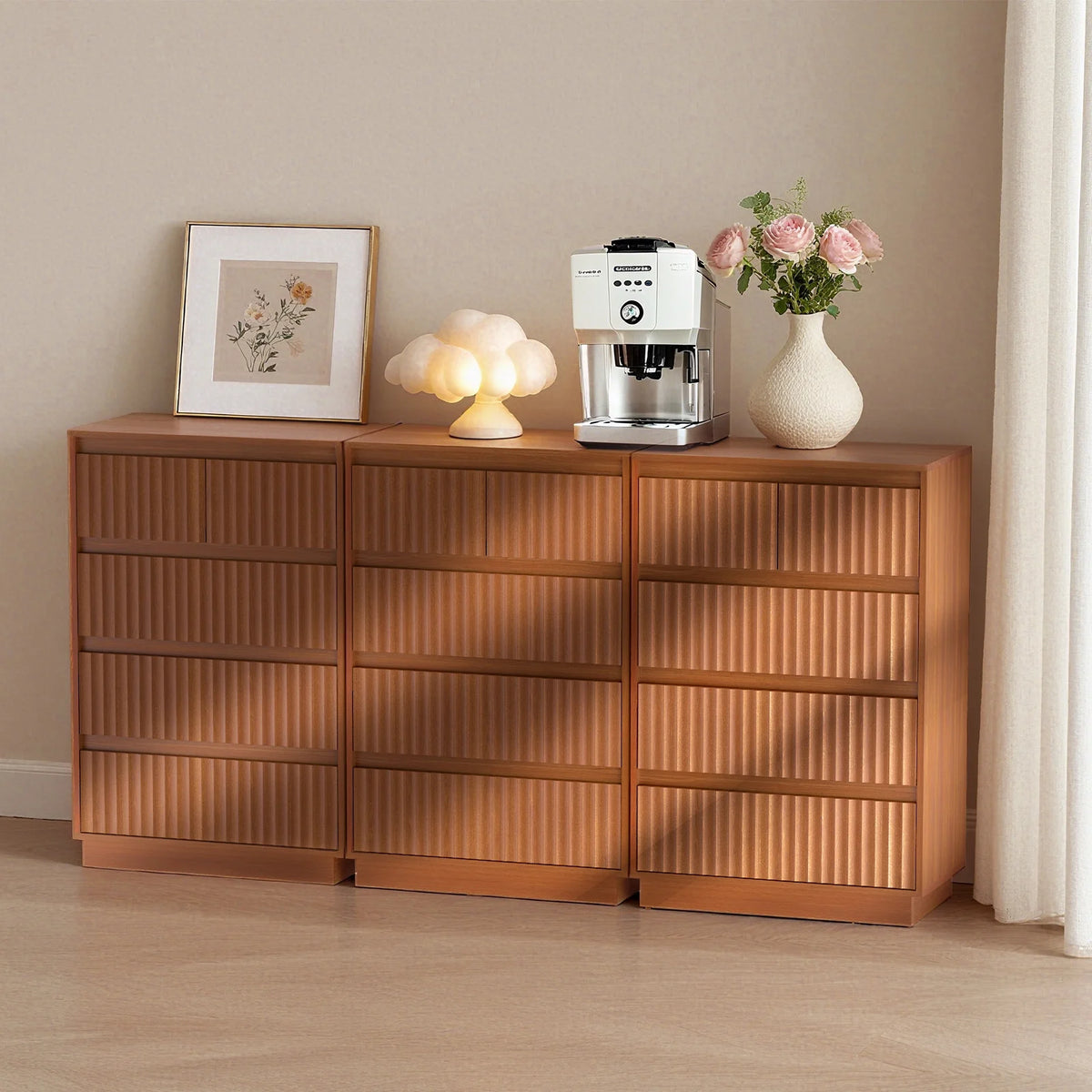 Wood Dresser, 6 Drawer Dresser for Bedroom, Modern Chest of Drawers with Deep Drawers Waterproof Living Room, Hallway, Entryway