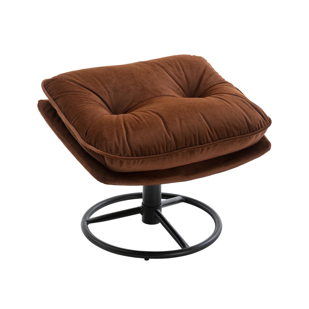 Swivel Accent Chair with Ottoman, Velvet Accent chair with Footrest, Mid-Century Modern Lounge Chair and Ottoman Set, Reading Chair for Living Room, Bedroom, Reading Room, Home Office, Blue