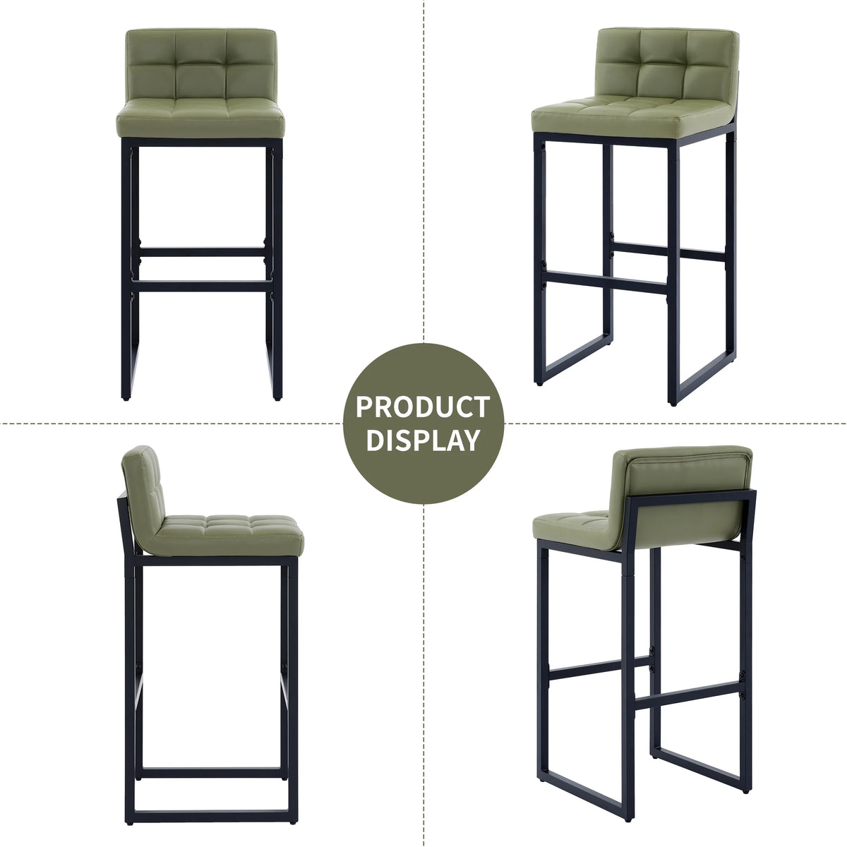 FIRAVOE Bar Stools Set of 3, Counter Height Bar Stools (Low Back)(Thickened Frame) 26" PU Leather Barstools Bar Chairs for Kitchen Island, Black