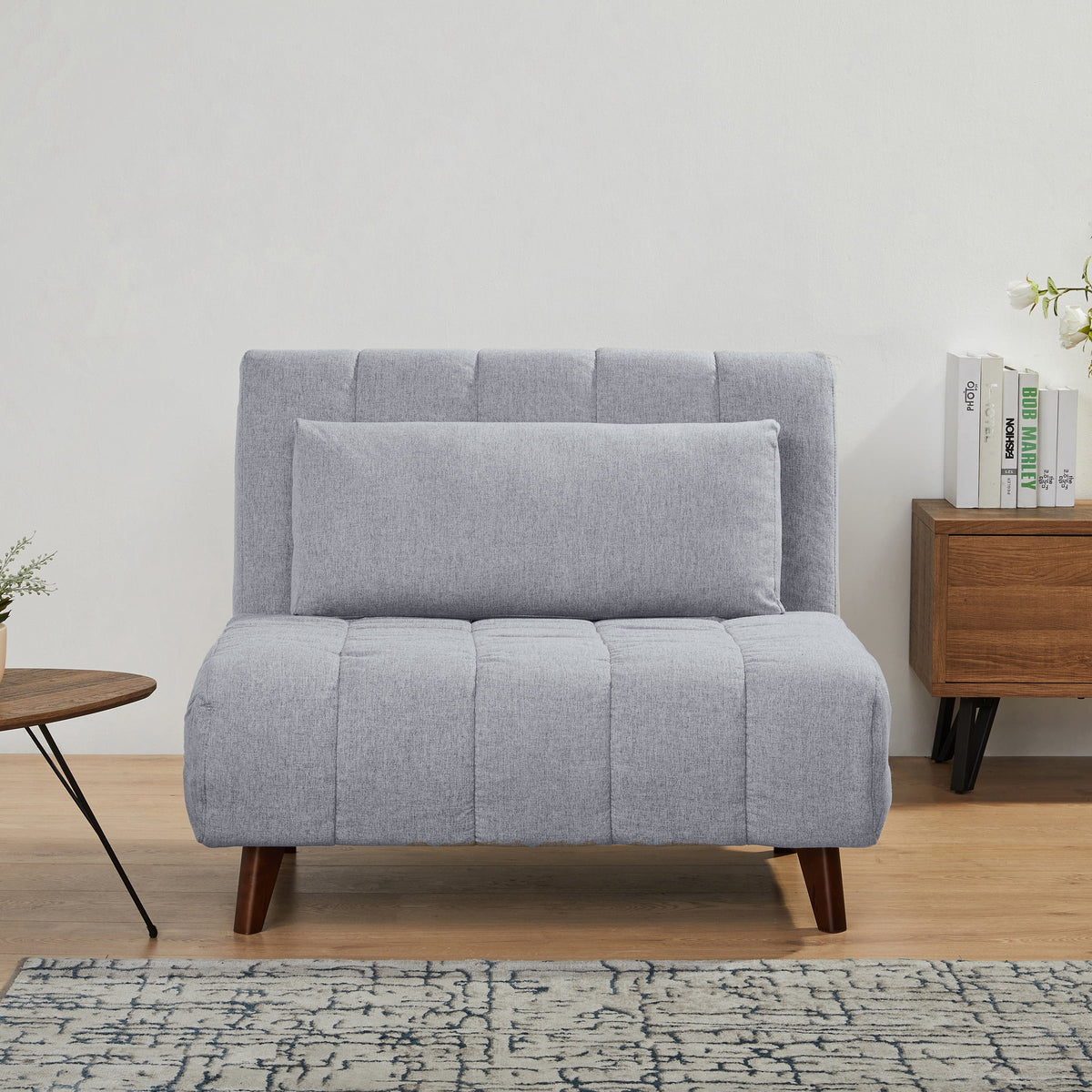 A&D Home Springfield Polyester Convertible Futon Chair, Yellow