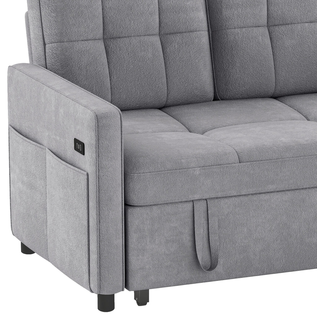 Dextrus  3-in-1 Convertible Futon Sofa Bed, Modern Sleeper Sofa with Pull-Out Bed for Small Place, Beige