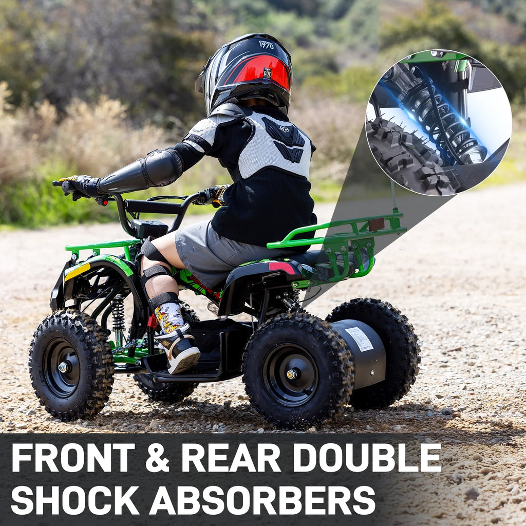 Aoemoe 500W 36V Battery-Powered Ride-On Off-Road 4-Wheeler 15 Mile Range, Flame