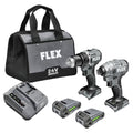FLEX 24V Brushless Cordless 2-Tool Compact Combo Kit: 1/2-Inch 2-Speed Drill Driver and 1/4-Inch Hex Impact Driver with (2) 2.5Ah Lithium Batteries and 160W Fast Charger - FXM205-2A C30