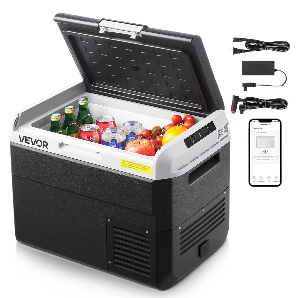 VEVOR 12 Volt Car Refrigerator, 31.7QT/30L Car Fridge, Portable Electric Cooler with -4℉~68℉ Adjustable Temperature, 12/24V DC and 100- 240V AC Compressor Freezer for Outdoor, Camping, Travel, RV
