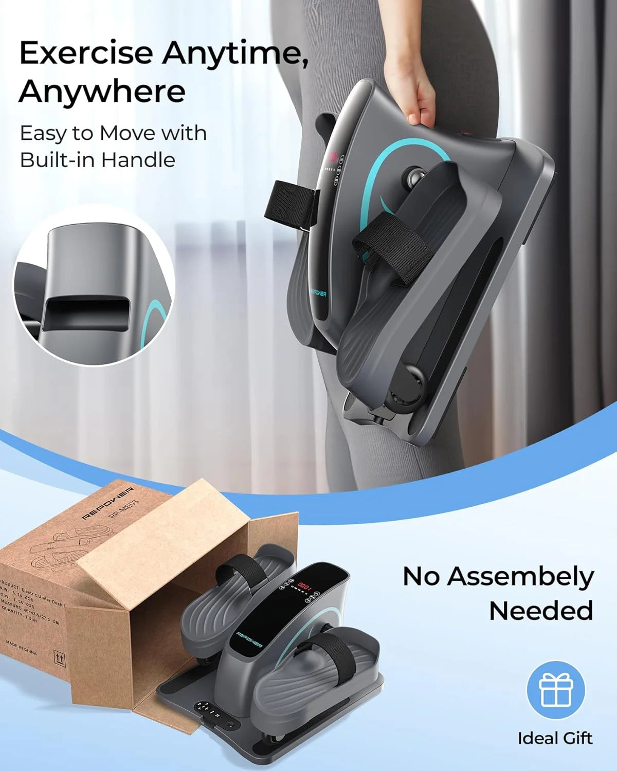 UPGO Under Desk Ellipticals Electric, Elipse Leg Pedal Exerciser for Seniors Fully Assembled, Seated Pedal Exerciser with Remote Control & Non-Slip Pedals