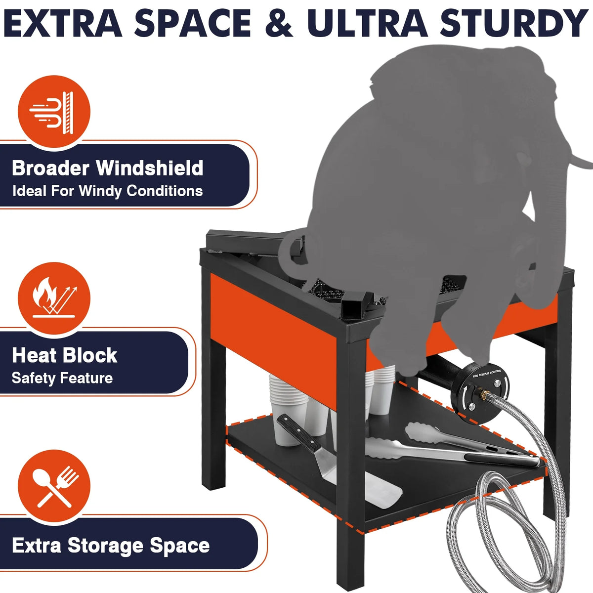 Frizi 1-Burner Propane Gas Outdoor Stove 260,000 BTU,  0-30 PSI Adjustable Regulator & Steel-Braided Hose