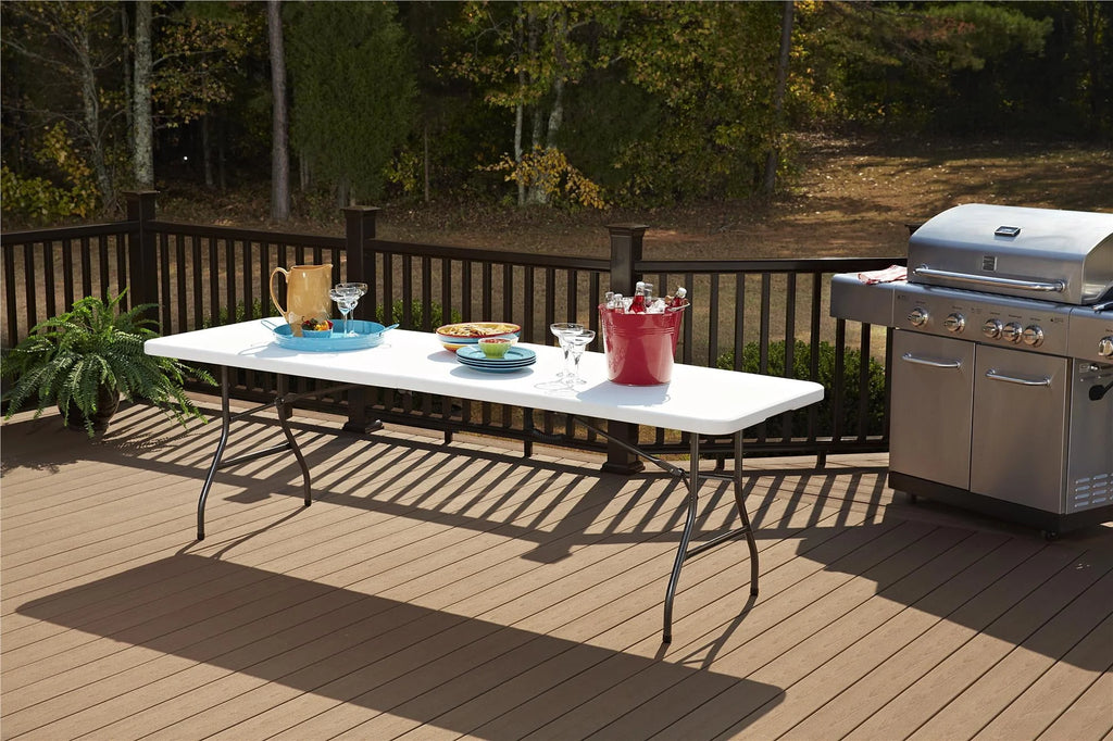 Cosco 8 Foot Centerfold Folding Table, White