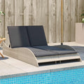 vidaXL Patio Sun Lounger Light Gray PE Rattan, Powder-Coated Steel Double
