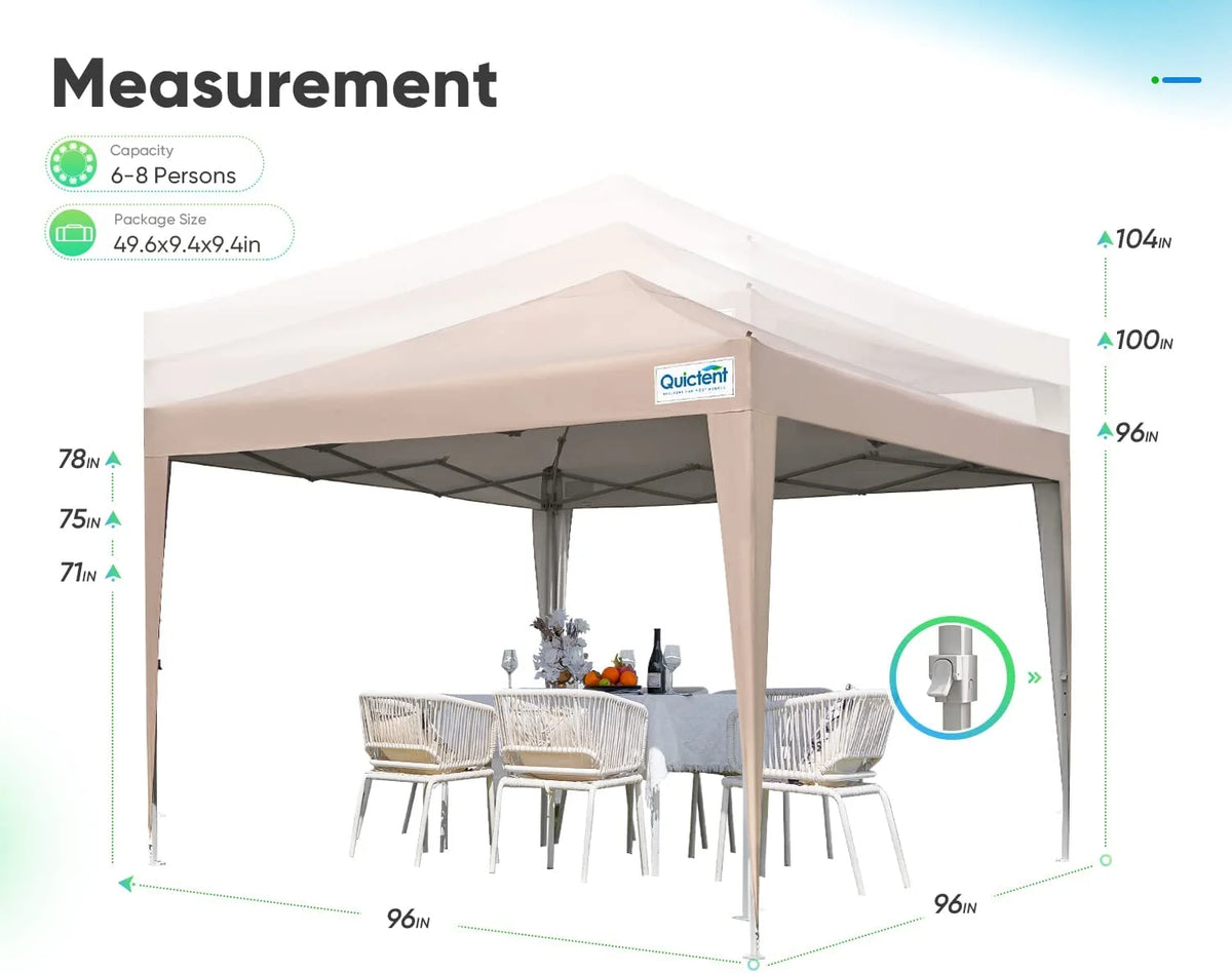 Quictent 8'x8' Pop up Canopy Tent with Sidewalls Instant Outdoor Gazebo Canopy Tent Shelter Enclosed Waterproof, with Wheeled Bag (Pink)