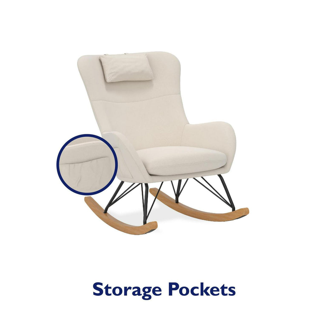 Baby Relax Robbie Rocker with Storage Pockets. Beige Linen