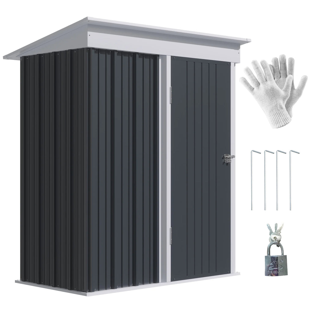 Outsunny Metal Outdoor Storage Shed with Lockable Doors, 3.3' x 3.4', Brown
