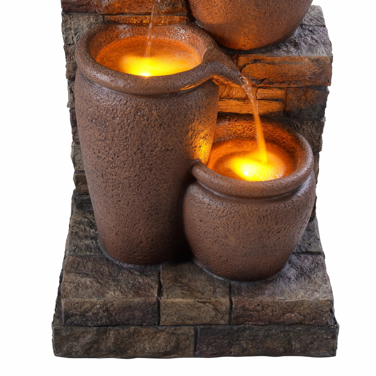 Teamson Home 30.71" 4-Tier Cascading Bowl Solar Powered Water Fountain for Outdoor Living Spaces, Terracotta