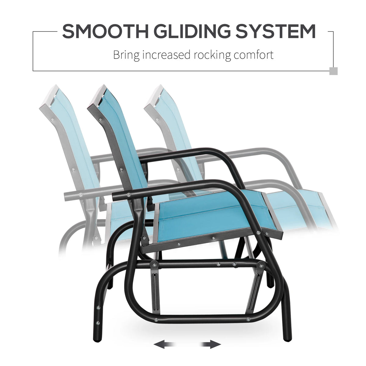 Outsunny 2-Person Outdoor Glider Bench, Patio Double Swing Rocking Chair Loveseat w/Powder Coated Steel Frame for Backyard Garden Porch, Black