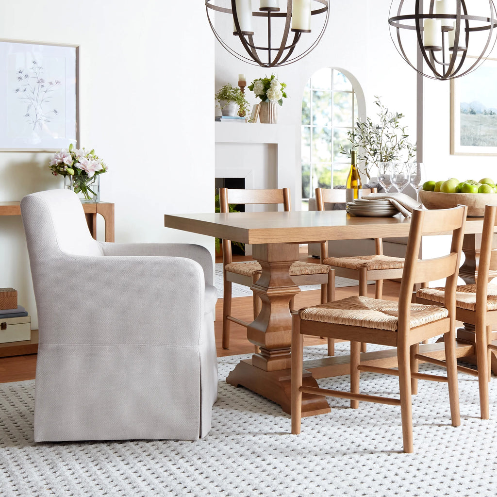 My Texas House Wren Slipcover Dining Chair with Rolling Caster Wheels, Cream
