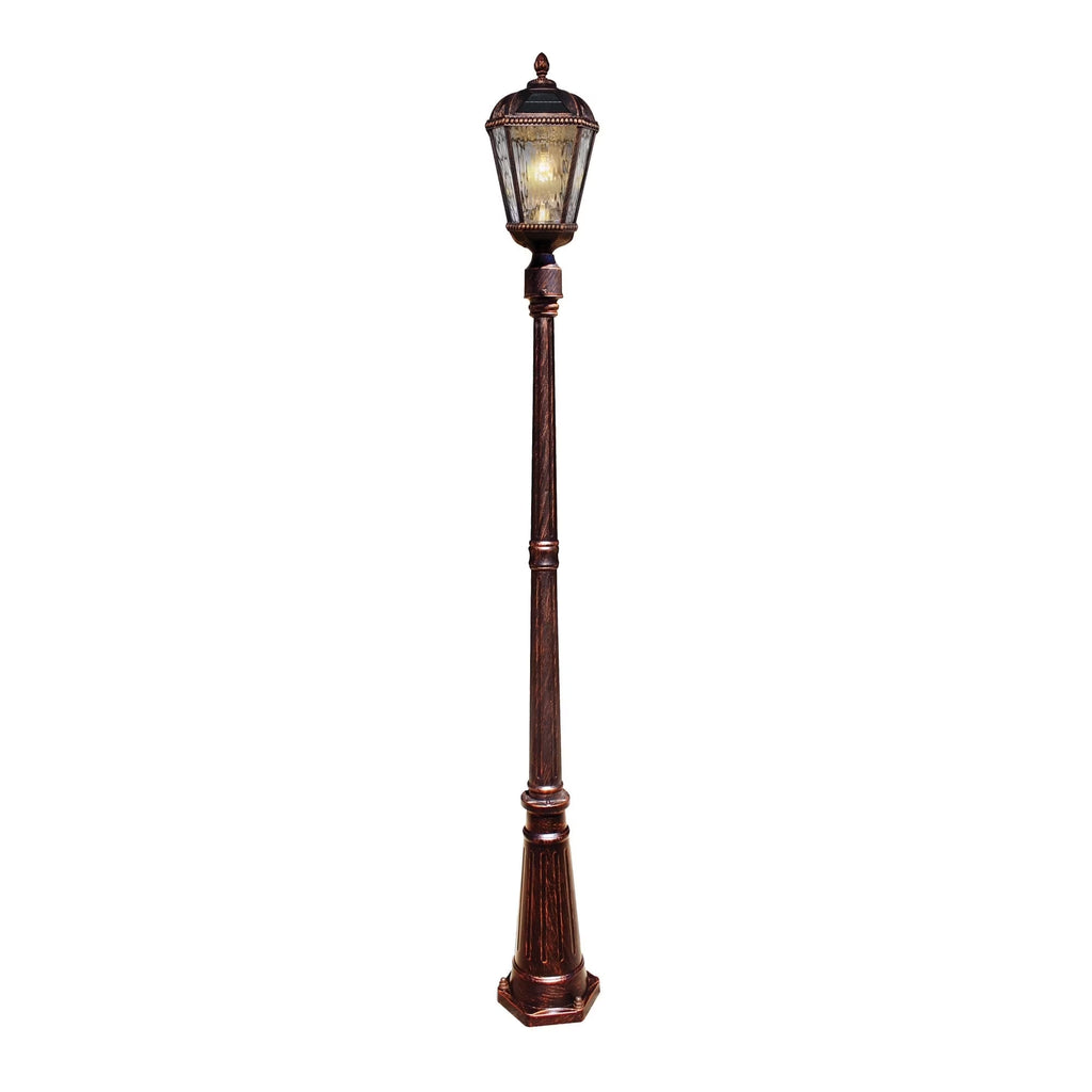 Gama Sonic Solar Outdoor Lamp Post Light, Black Cast Aluminum and Beveled Glass Panels, 10-Year Royal Bulb, Warm White LED with Omni-Direction Reflector, 87-inch Height, 98B001