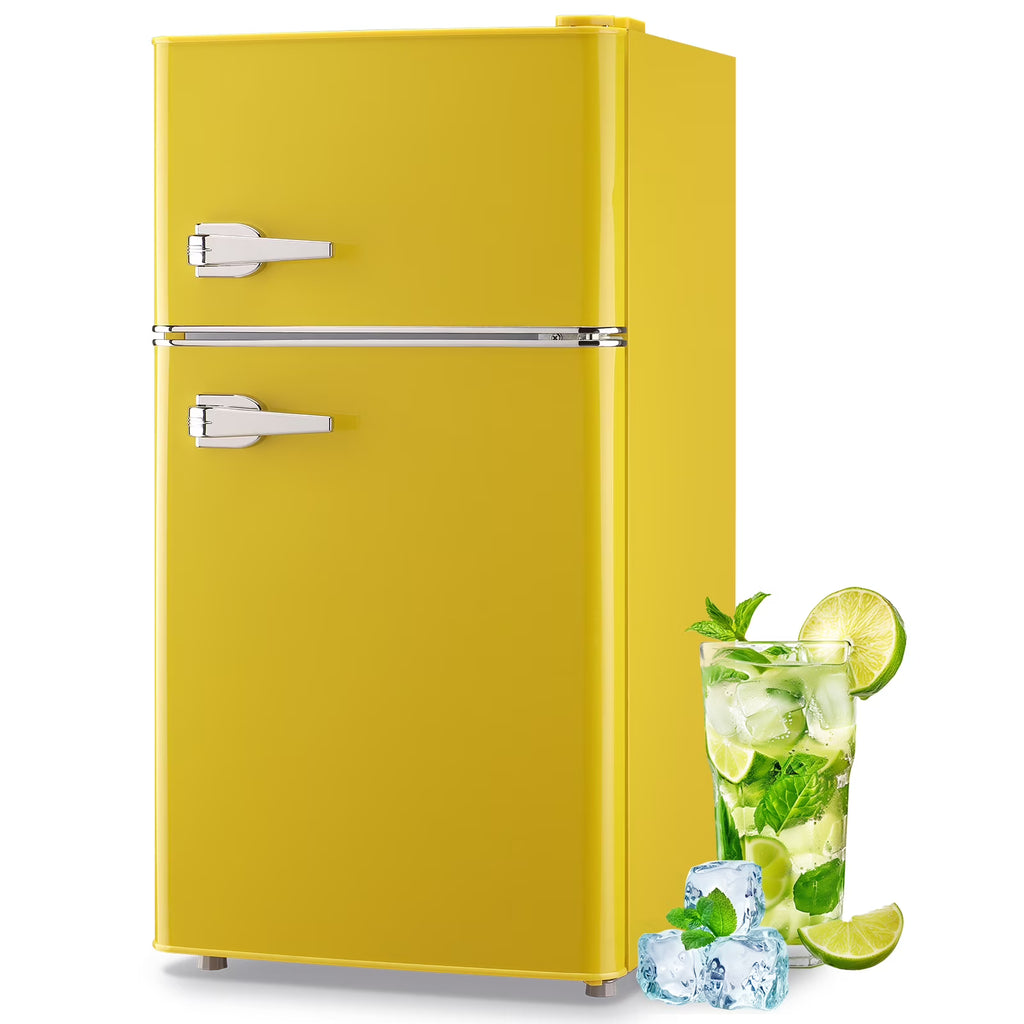 Tacool 3.5 Cu.ft Retro Mini Fridge with Freezer, 2 Door Small Refrigerator with 7 Adjustable Thermostat for Home, Blue