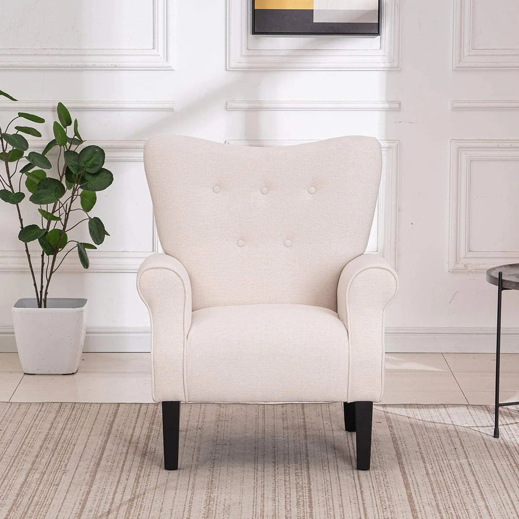 Richryce MidCentury Accent Chair with Arm ,High Back Armchair Beige,Beige