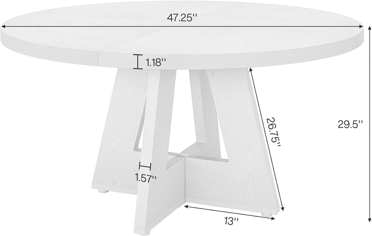 Tribesigns Round Dining Table for 4, Grey Kitchen Table 47 Inch Farmhouse Wood Kitchen Dinning Table for Kitchen Living Room
