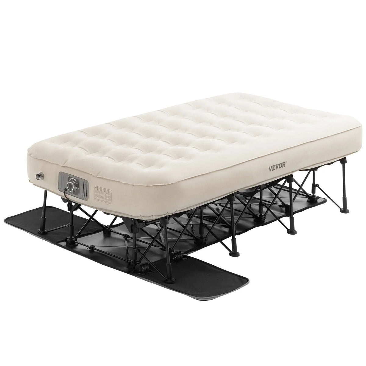 Air Mattress with Frame, Inflatable 1 Person Camping Cot with Built-in Pump, Portable Folding Air Beds Supports 300 lbs, Blow Up Anywhere Bed for Guests Camping Travel Indoor & Outdoor Use