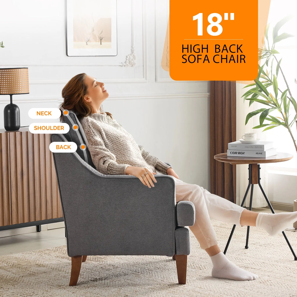 Ktaxon Fabric Accent Chair, Reading Armchair with Removable Cushion, Single Sofa with Extra Seat Depth for Living Room Bedroom Black