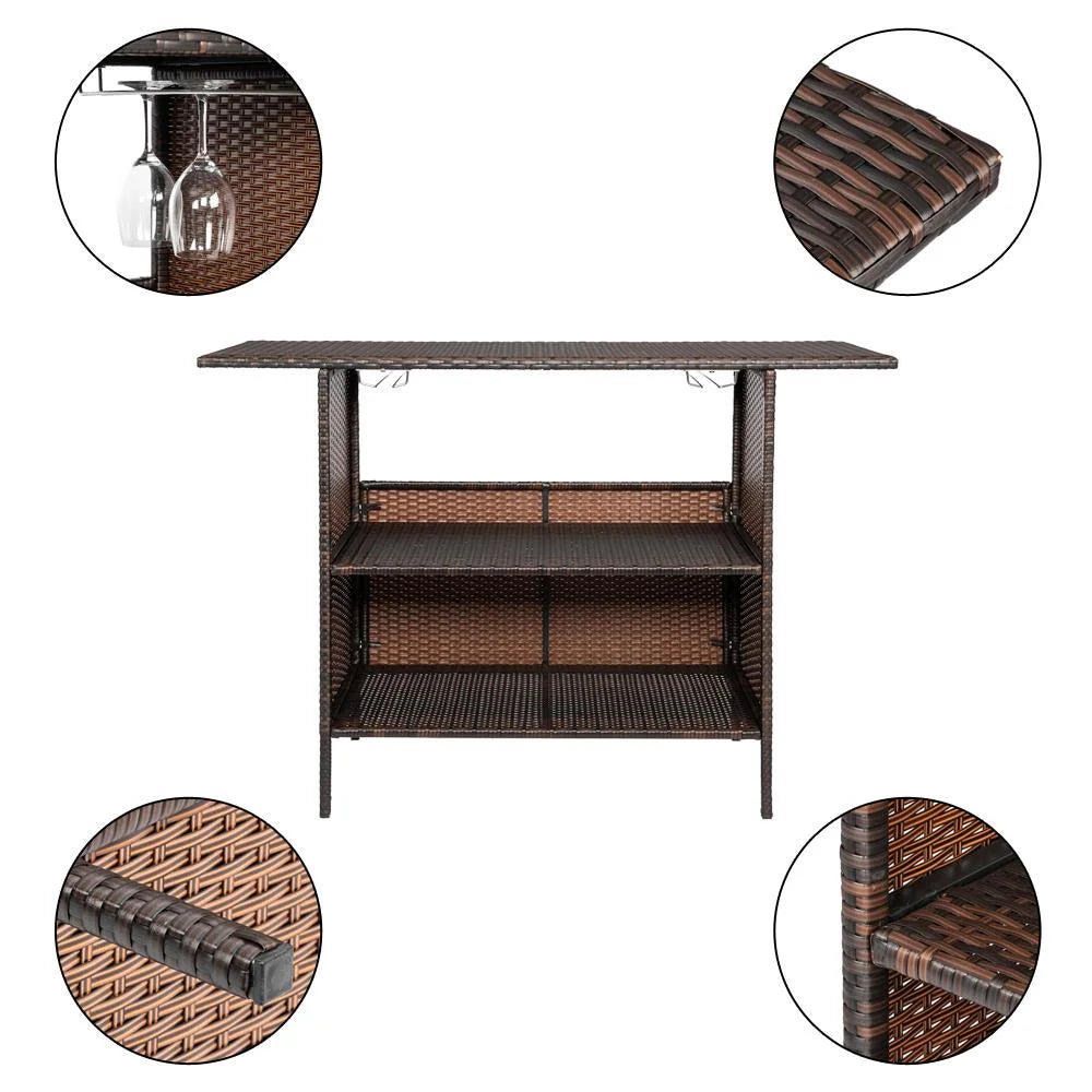 UBesGoo Set of 2 Wicker Chairs, Rattan Furniture Dining Chairs for Kitchen, Living Room, Wicker Conversation Bistro Chairs for Outdoor and Indoor, Brown