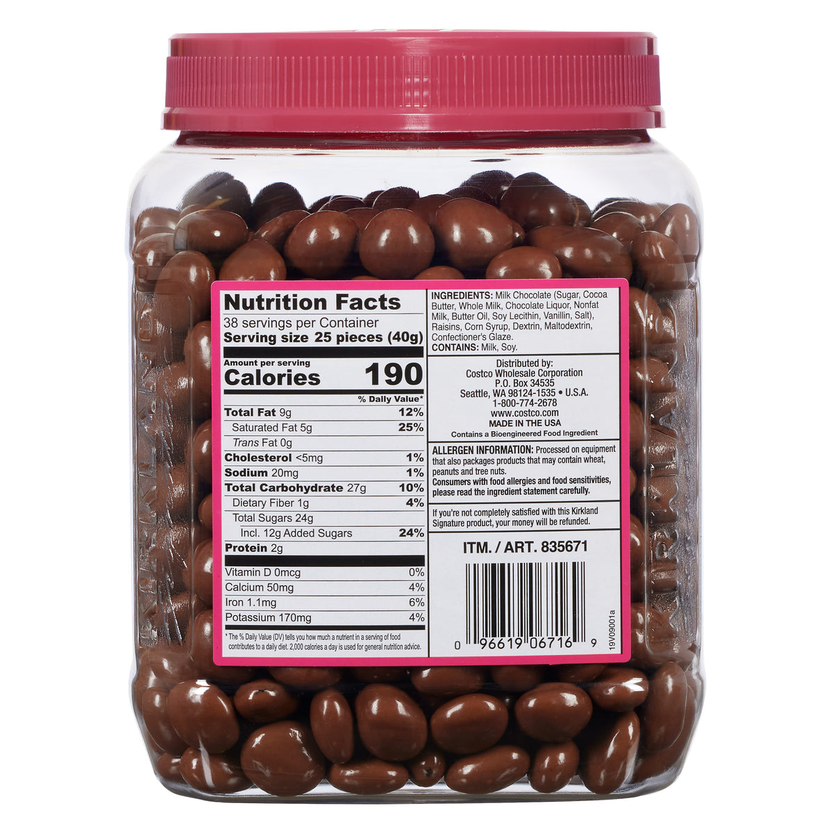 Kirkland Signature Raisins, Milk Chocolate, 3.4 lb
