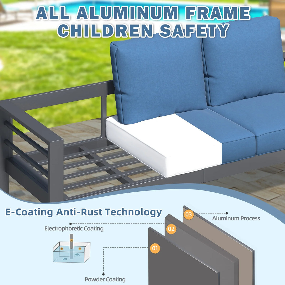 AECOJOY Aluminum Outdoor Furniture Set, 7 Pieces Metal Patio Furniture on sale Outdoor Couch Patio Conversation Set - Light Grey