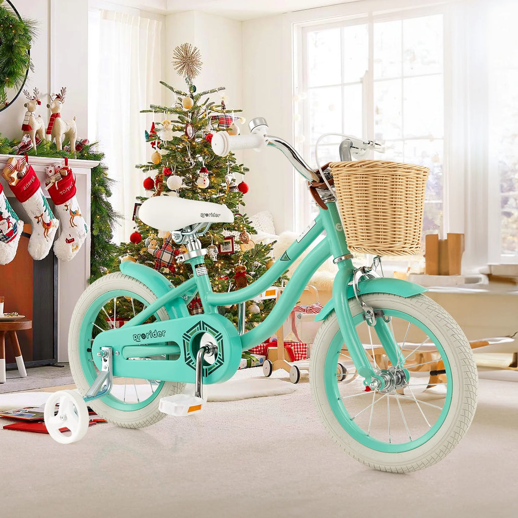 Prorider 16" Kid’s Bike with Training Wheels Adjustable Handlebar Seat Handbrake Pink