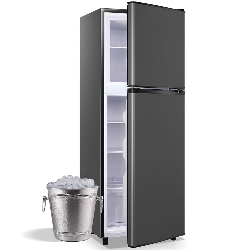 JIEJIA 5.0 Cu.Ft Apartment Size Refrigerators with Separate Freezer, 2 Door Refrigerator, Small Fridge with Freezer, Gray