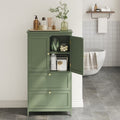 LEDREM Freestanding Storage Cabinet with 2 Doors & 2 Drawers, Adjustable Shelf, Wall-Mounted Anti-Tip Design, 11.8" x 23.6" x 43.3", Forest Green