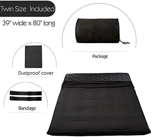 Japanese Floor Futon Mattress King Size, Floor Bed for Adults, Roll Up Folding Mattress, Diamond Patterned Japanese Futon Bed, Dark Grey