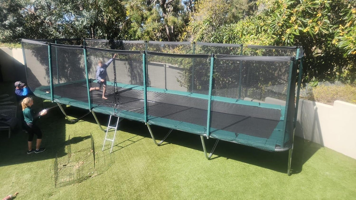 Galactic Xtreme 10x17 FT Outdoor Rectangle Trampoline with Net Enclosure 750Lbs Heavy Weight Jumping Capacity - Outdoor Gymnastics Trampolines for Adults and Kids