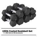 CAP 150lb Rubber Hex Dumbbell Set