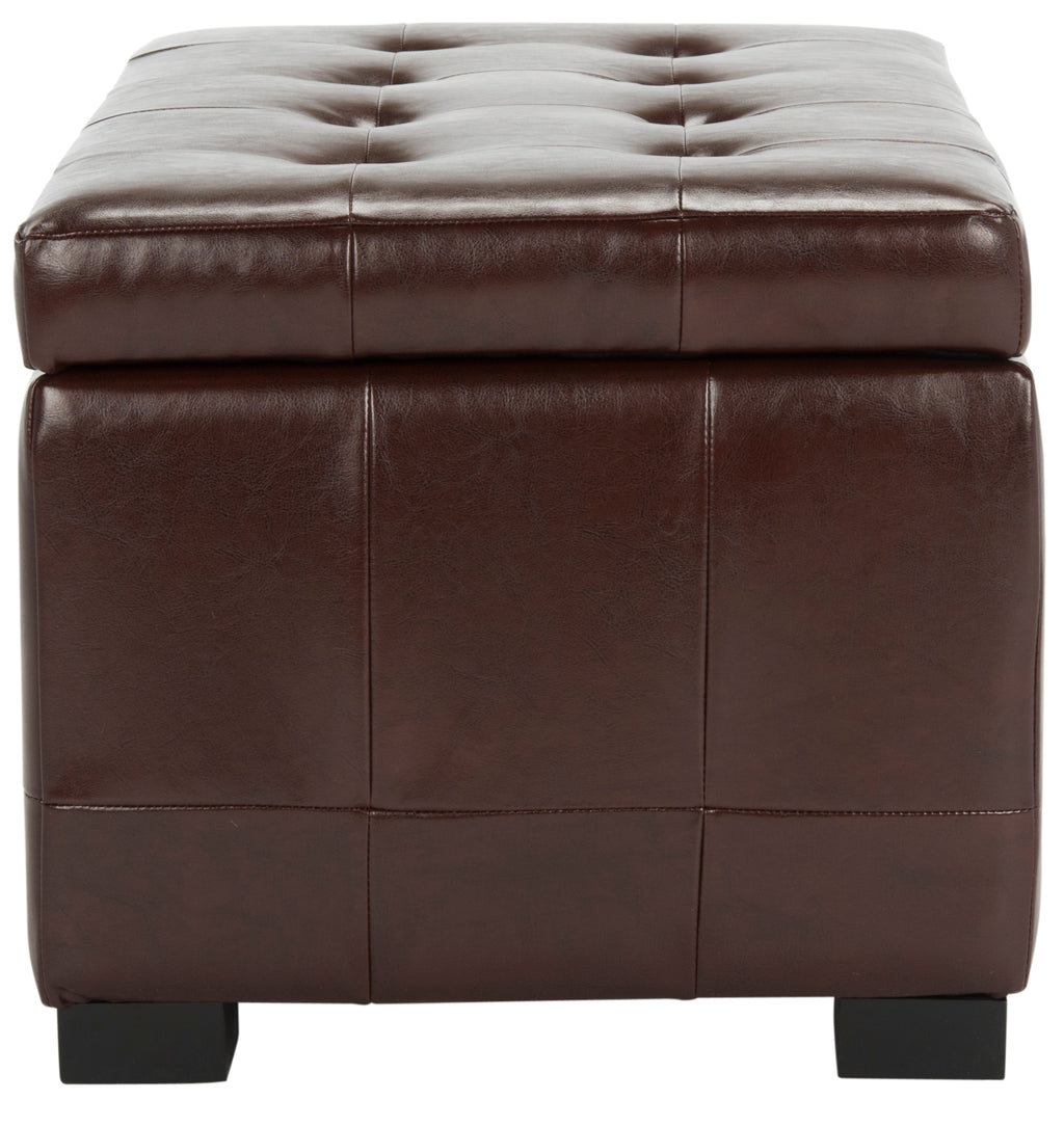 SAFAVIEH Small Manhattan Rustic Tufted Storage Bench, Brown